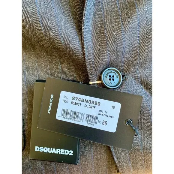 Dsquared2 Suit Jacket in Gray Size XL Tweed Button Front Formal Party Cocktail - Picture 3 of 3